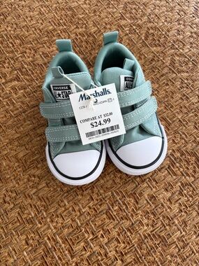 Converse Kids Mint Green Double-Strap Canvas Sneakers